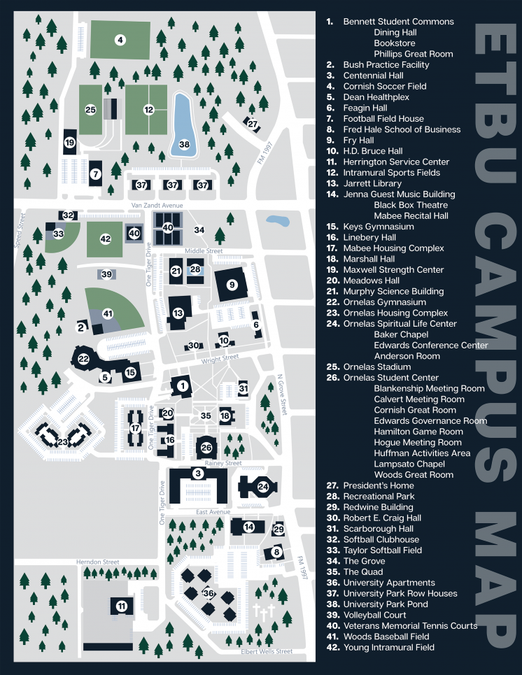 Campus Map East Texas Baptist University