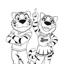Coloring sheet of Toby and Tabby tigers.