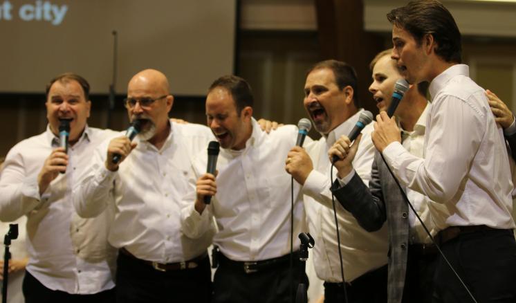 The Perkins brothers perform Light of That City at the Perkins Family and Friends Reunion Concert on October 26. More than 10 members of the Perkins Family are graduates or current students of ETBU.