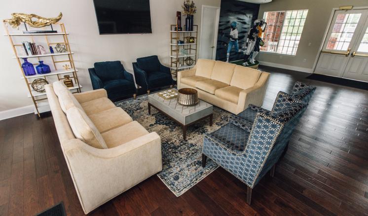 ETBU Tiger Softball Clubhouse inside furniture