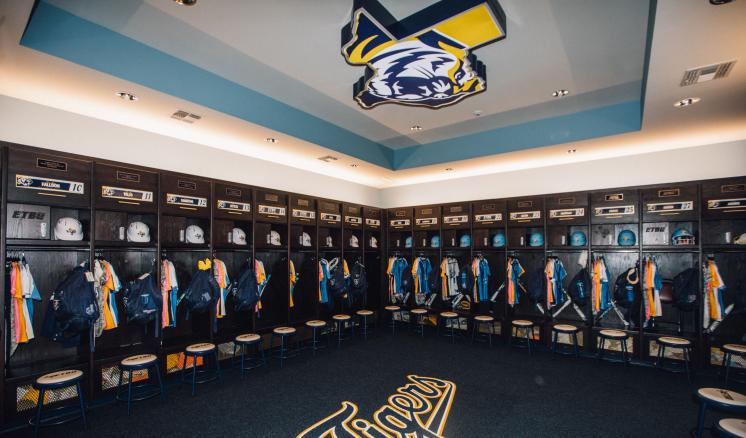 ETBU Tiger Softball Clubhouse locker room