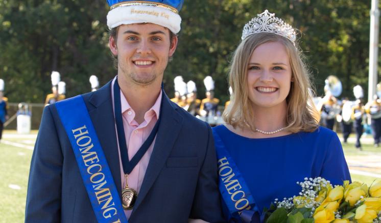 ETBU Homecoming Queen and King: ETBU seniors Collin Perkins and Caroline Lowe. Perkins is a Music and Worship in Ministry major from Lufkin, Texas. Lowe is a Mass Communication major from Lake Jackson, Texas. Both are active of the campus and local community.