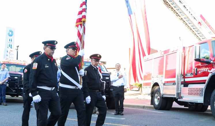 firefighters walking