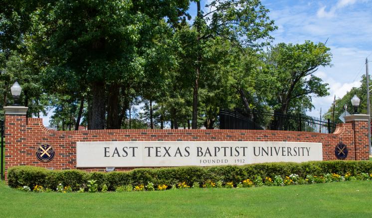 The brick sign of East Texas Baptist University