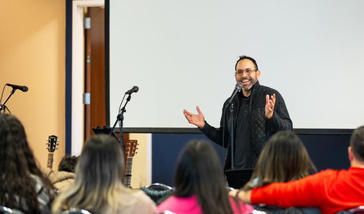 A man giving a presentation 