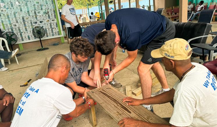 ETBU men's basketball players assist with a service project in Honduras