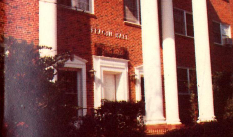 feagin_1977.jpg Historical color photo of the front of Feagin Hall at East Texas Baptist University, a red brick building with white columns.