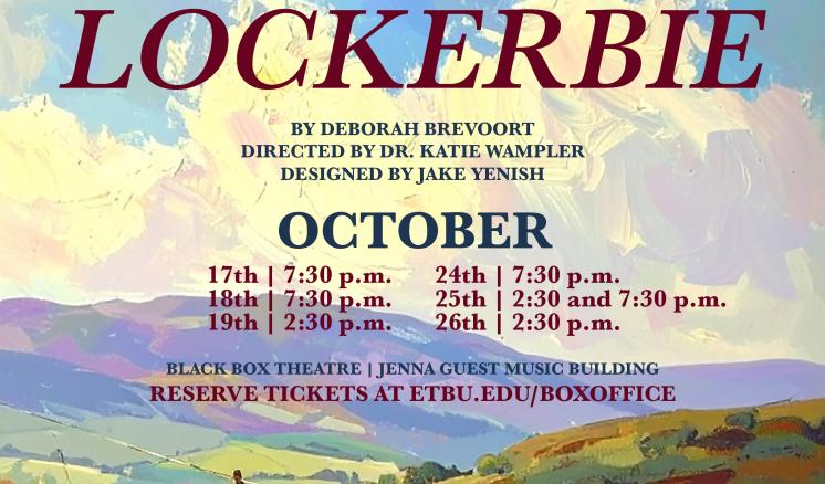 An infographic featuring "The WOmen of Lockerbie" theatre play