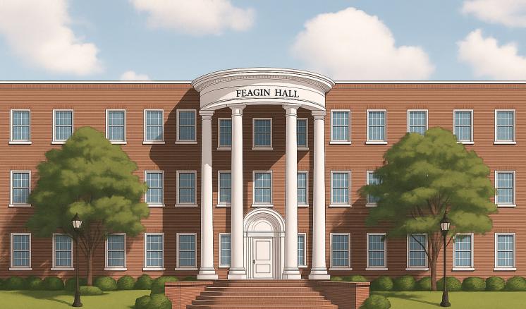 An exterior render of ETBU's Feagin Hall