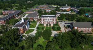 An ariel photo of the ETBU campus