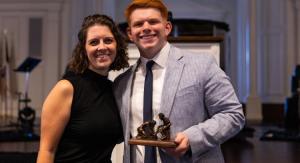 a students recieving an award