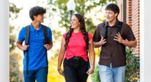 Three students walking 