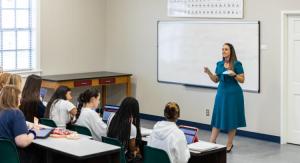 lecture in front of board