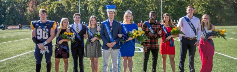 ETBU 2018 Homecoming Court: The court included Freshman Duke and Duchess, Josh Reed and Abigail Bath; Sophomore Duke and Duchess, Dave Hendrix and Emily Jones; Junior Duke and Duchess, Landin Brown and Morgan Arst; Senior Duke and Duchess, Zach Pollard and Gloria Ambrose; and King and Queen, seniors Collin Perkins and Caroline Lowe.