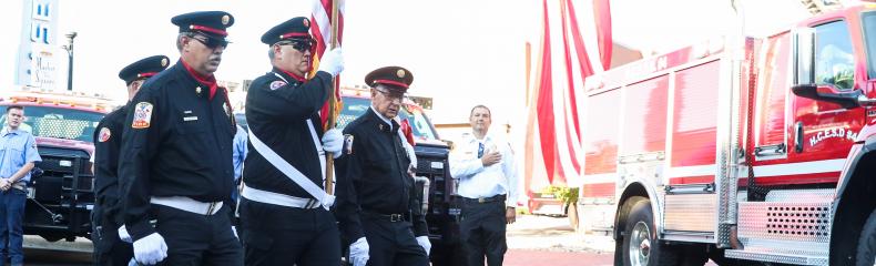 firefighters walking