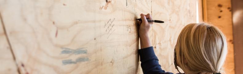 Walls of ETBU’s Chapel on the Hill covered with scriptures, prayers